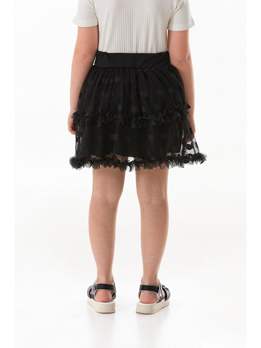 Siyah Puantiyeli 23 Nisan Kız Çocuk Tütü Etek-4