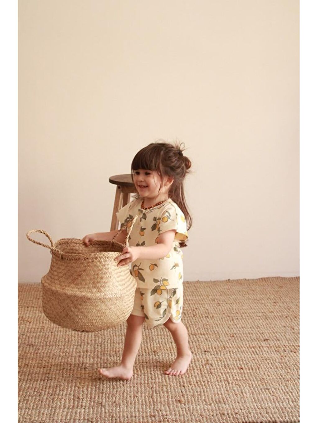 Ekru Limon Baskı Kaşkorse Alt Üst Takım-6