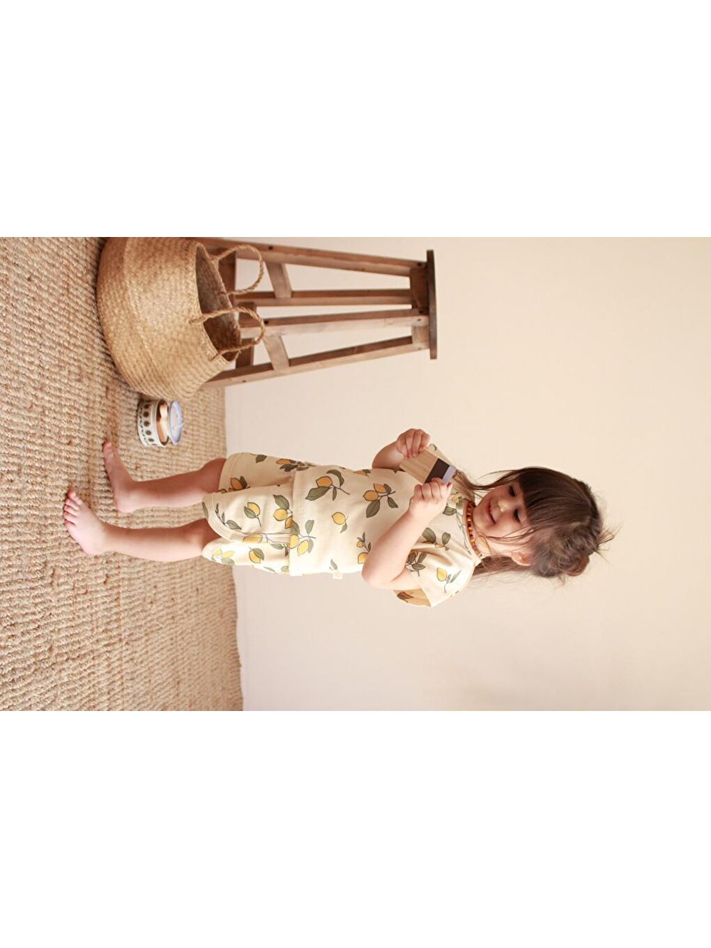 Ekru Limon Baskı Kaşkorse Alt Üst Takım-7