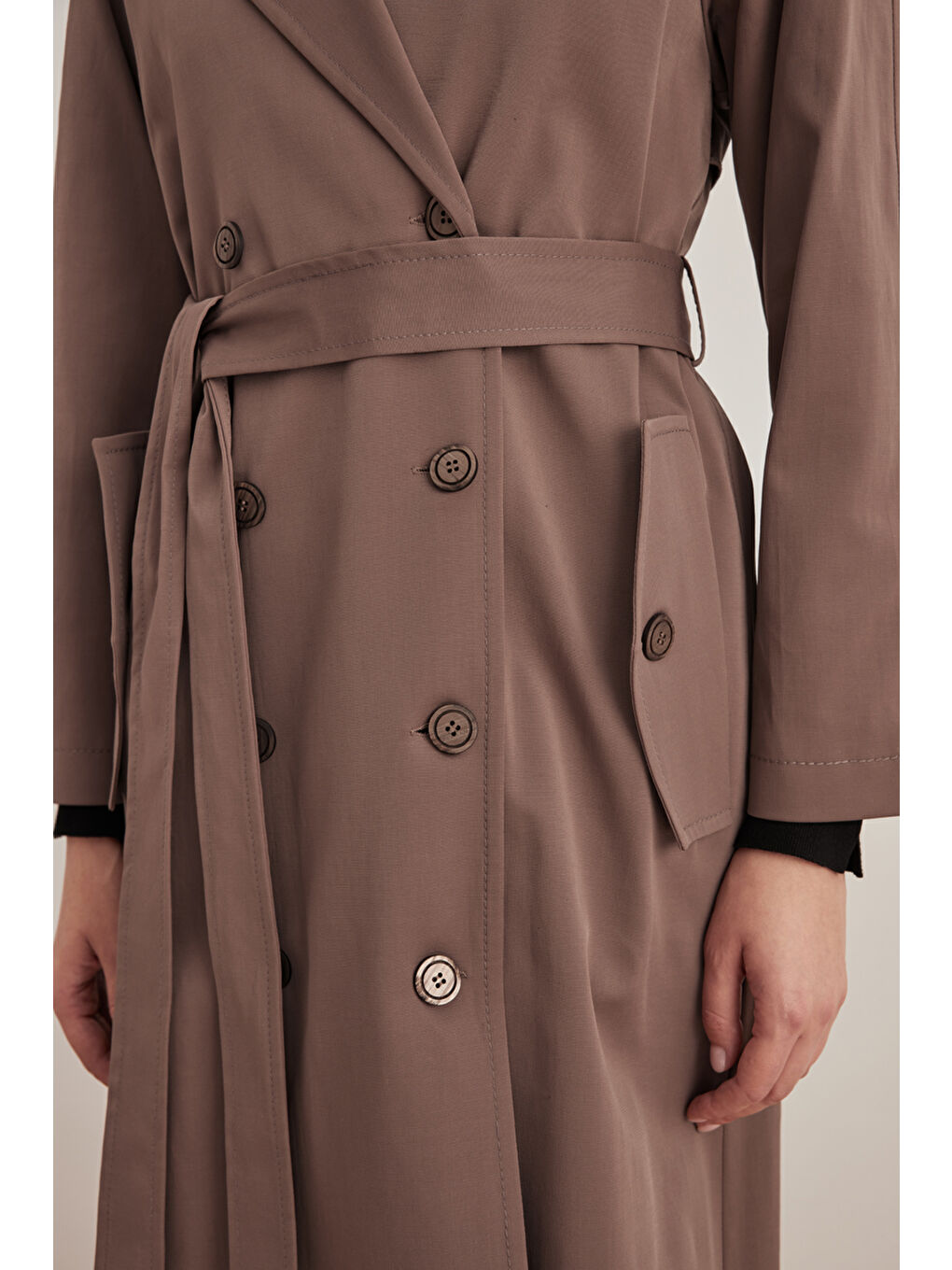 Kahverengi 7179111 Apolet Detaylı Pardösü-3