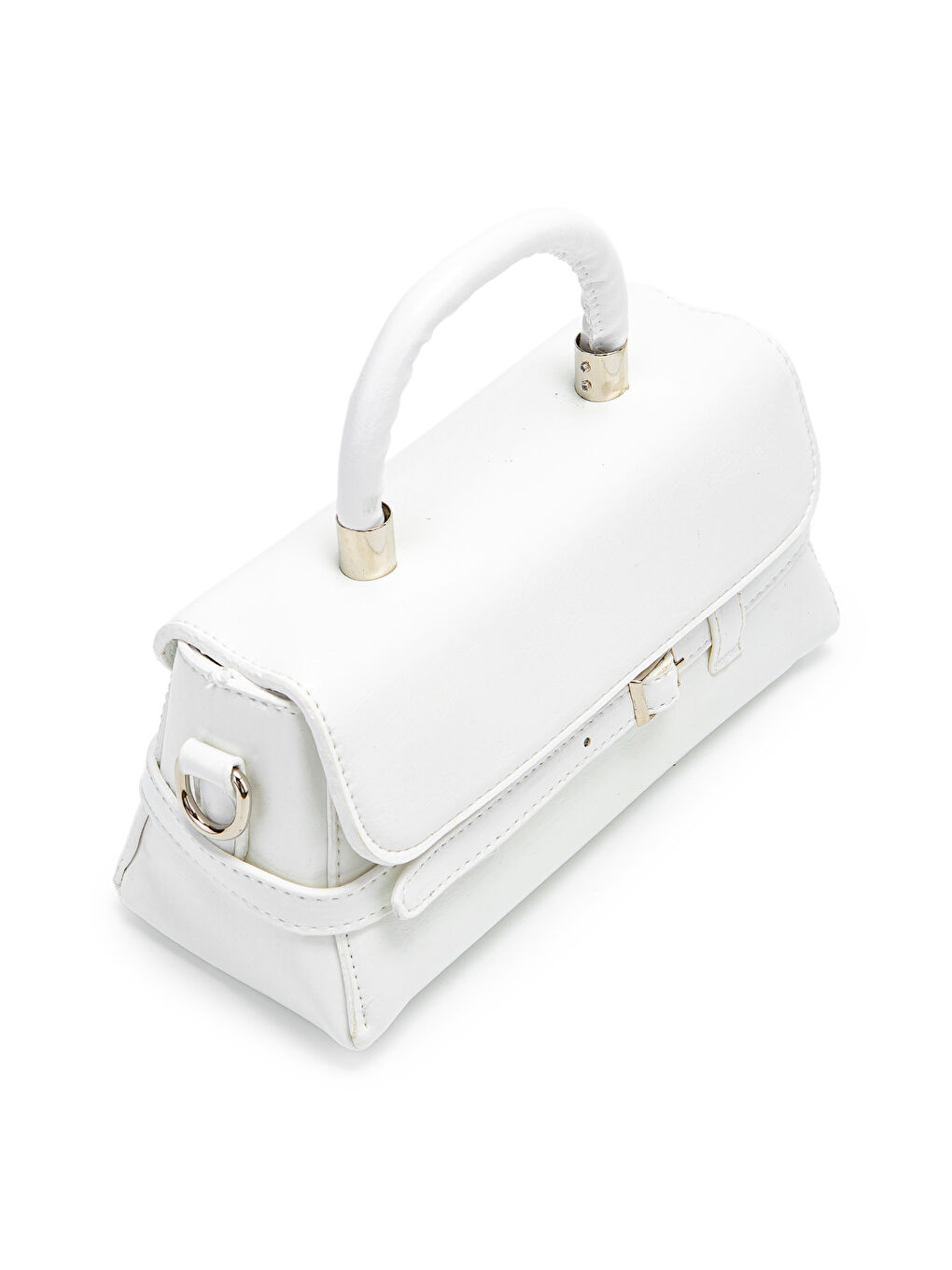 Kemer Detaylı Suni Deri Kadın Çapraz Çanta Nora Beyaz-2