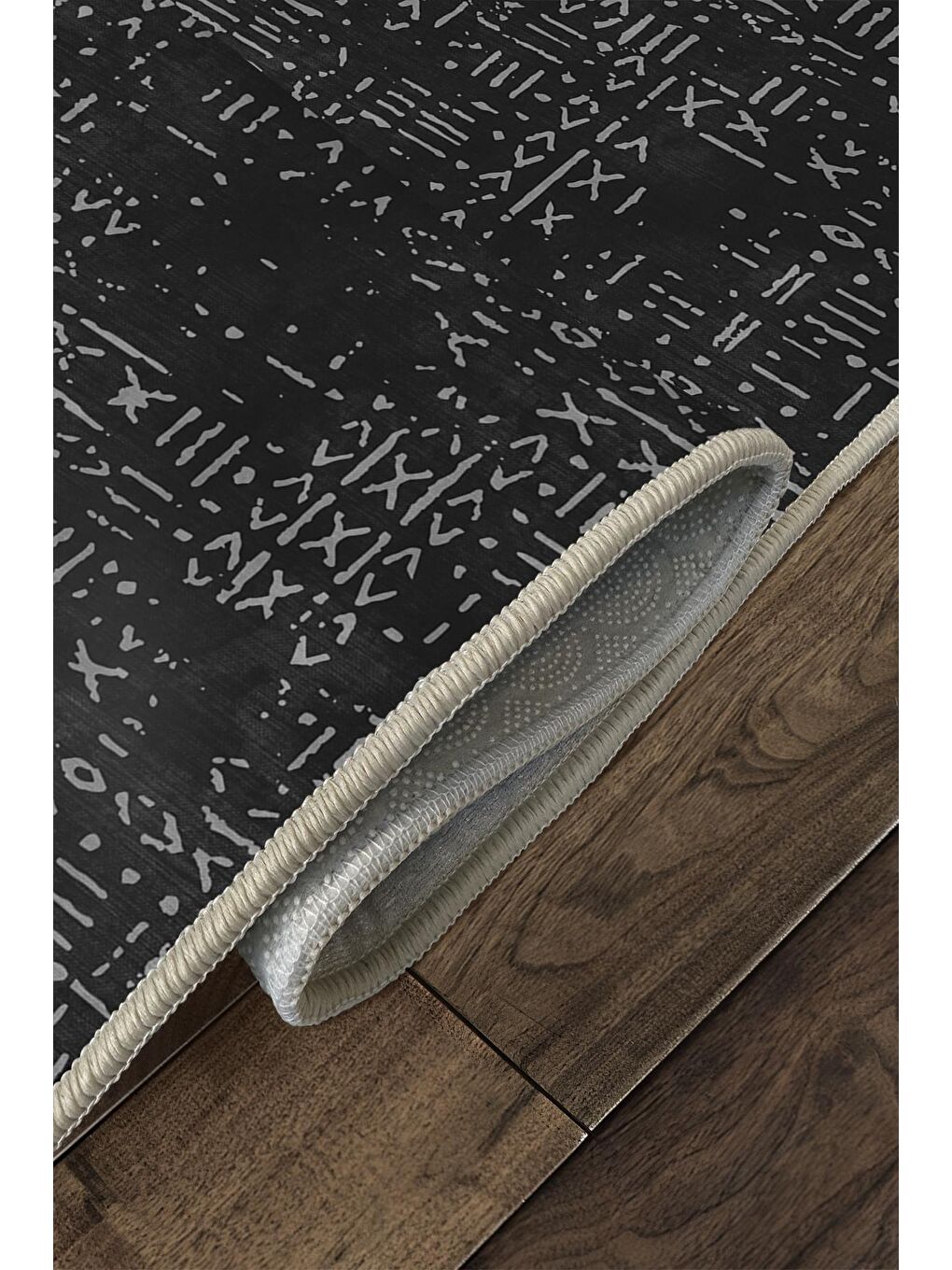 Siyah Dekoratif Özel Tasarım Yıkanabilir, Modern Halı  160x230-4