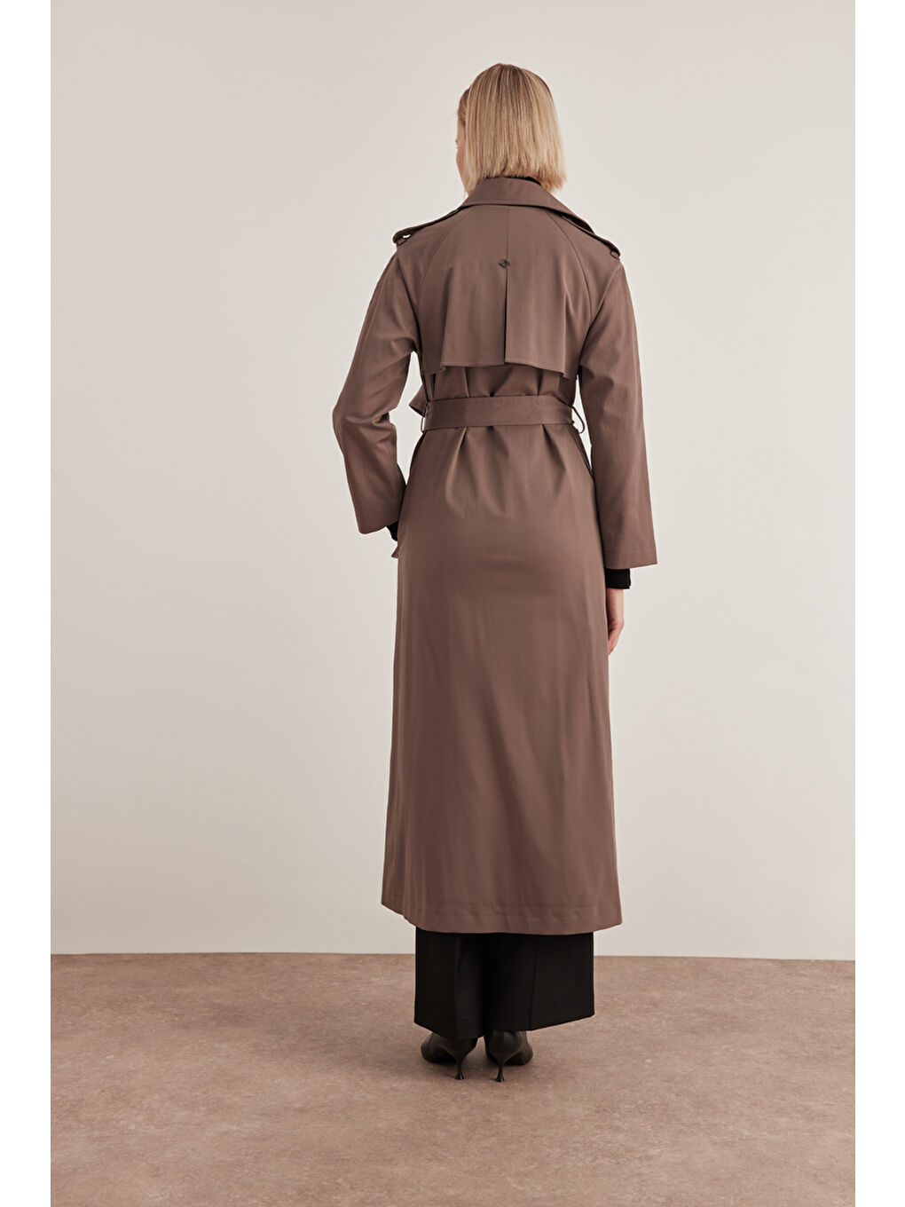 Kahverengi 7179111 Apolet Detaylı Pardösü-5