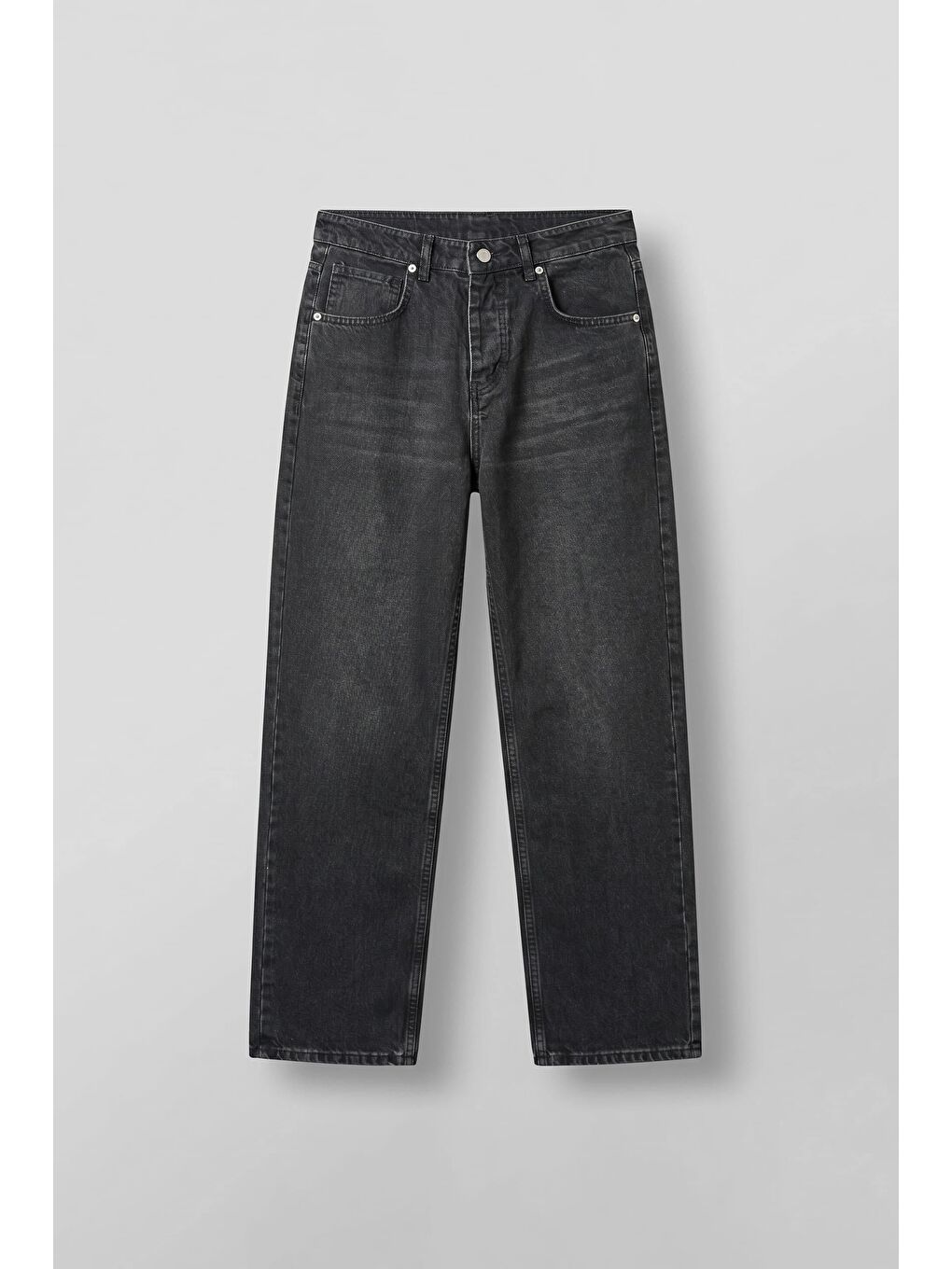 Erkek Baggy Yıkamalı Düz Paça Jean Pantolon Siyah