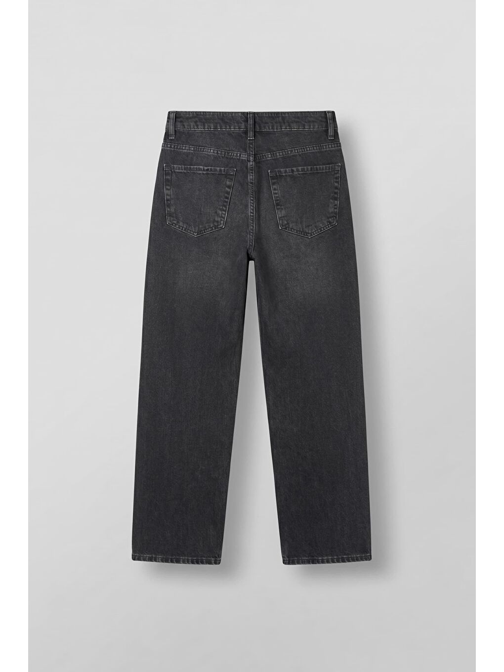 Erkek Baggy Yıkamalı Düz Paça Jean Pantolon Siyah-1