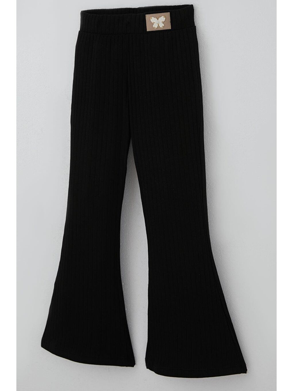 Kız Çocuk İspanyol Paça Tayt İncili Kelebek Arma Aksesuarlı Siyah (8-14 Yaş)-2