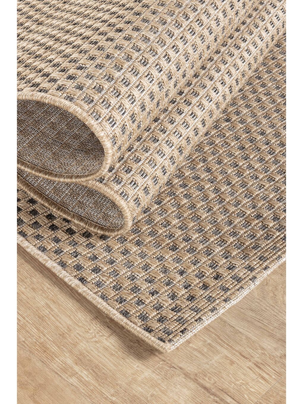 Sisaluna 4442 Bej Jüt Tabanlı Modern Dokuma Kilim Sisal Hasır Halı-80x300-5