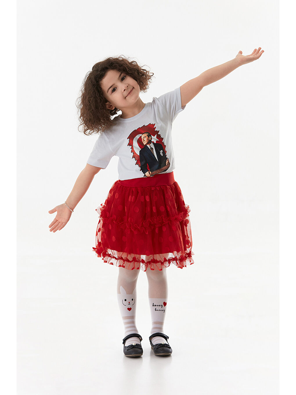 Kırmızı Puantiyeli 23 Nisan Kız Çocuk Tütü Etek