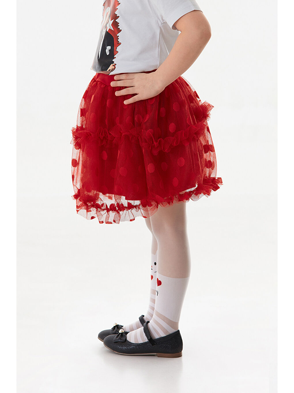 Kırmızı Puantiyeli 23 Nisan Kız Çocuk Tütü Etek-2