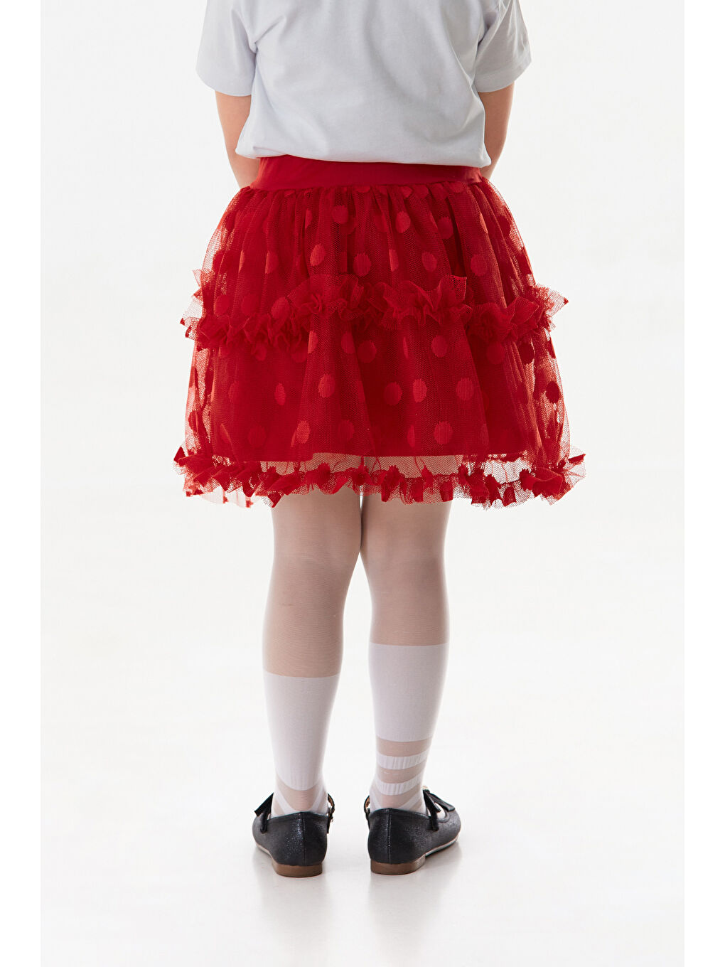 Kırmızı Puantiyeli 23 Nisan Kız Çocuk Tütü Etek-3