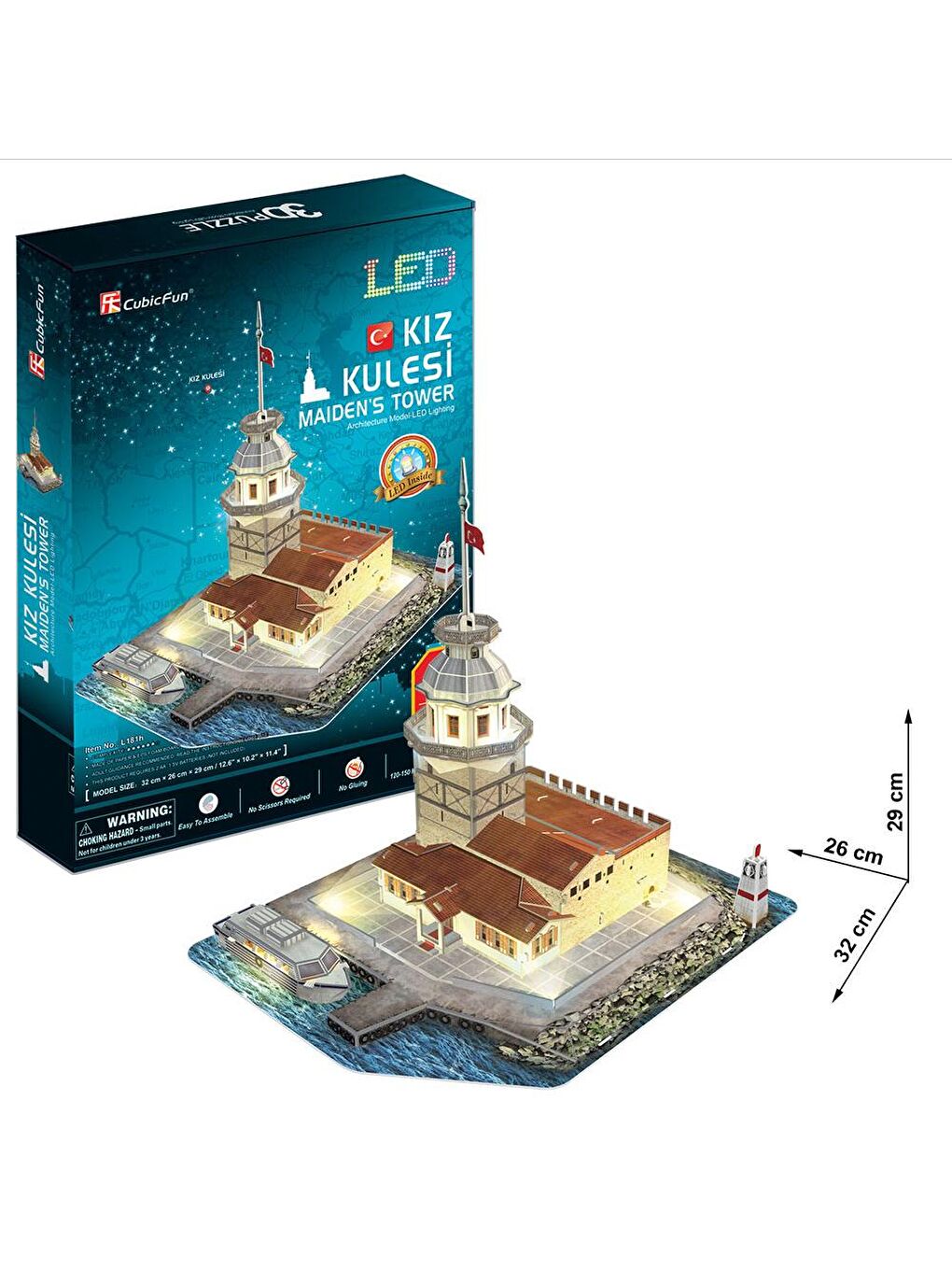 Cubic Fun Karışık 3D 66 Parça Led Puzzle Kız Kulesi - 3