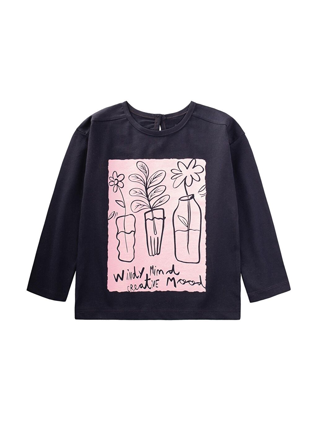 Çiçek Baskılı Mevsimlik T-Shırt 2-10 Yaş Antrasit