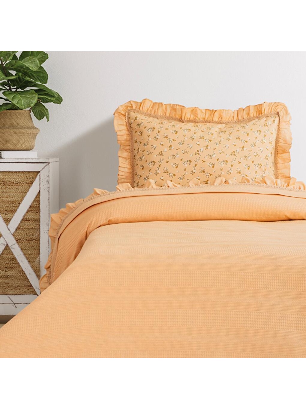 Sarı Home Chance Tek Kişilik Pike Takımı 3 Parça-Açık Hardal-1