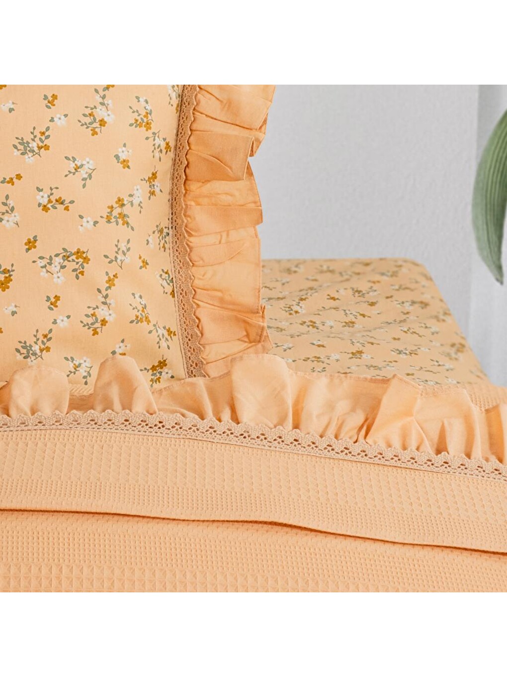Sarı Home Chance Tek Kişilik Pike Takımı 3 Parça-Açık Hardal-2