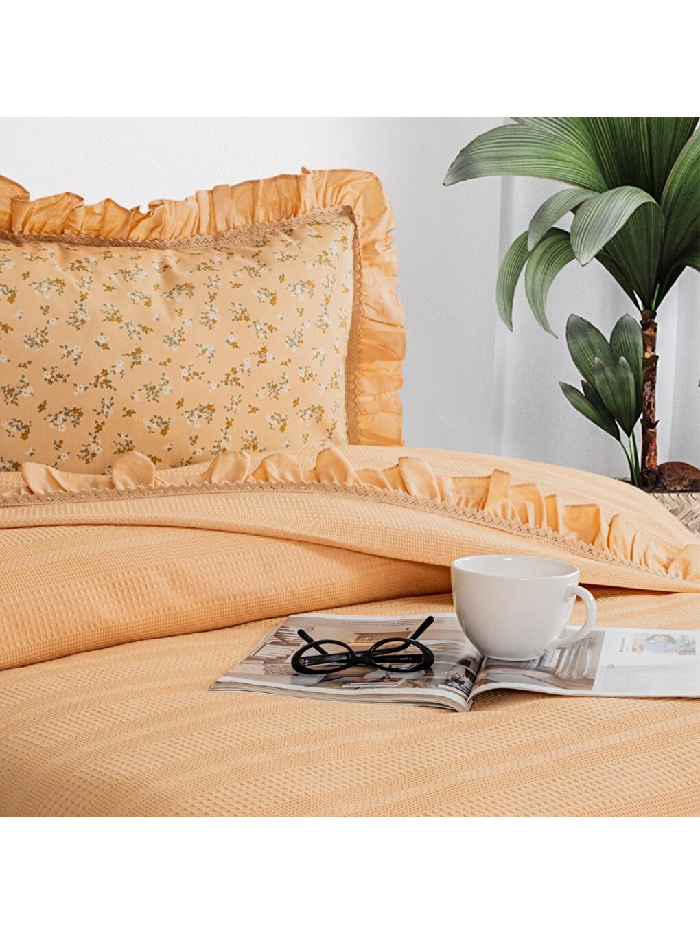 Sarı Home Chance Tek Kişilik Pike Takımı 3 Parça-Açık Hardal-3