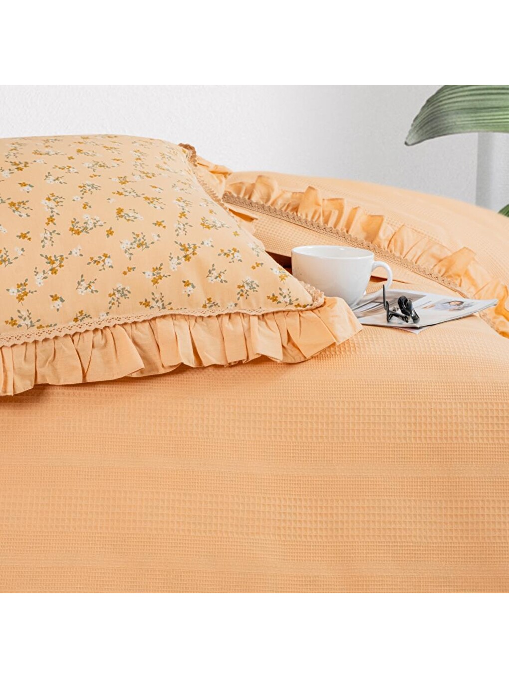 Sarı Home Chance Tek Kişilik Pike Takımı 3 Parça-Açık Hardal-4