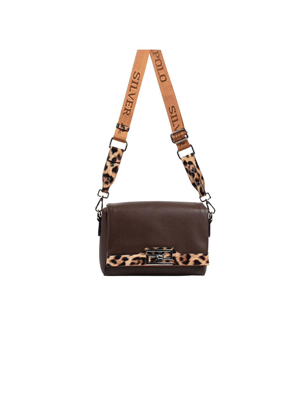 Kahverengi Kadın Çapraz Çanta 1257-48299 SILVER POLO ÇAPRAZ BAYAN ÇANTASI M105 KAHVE-MAT LEOPAR TAB