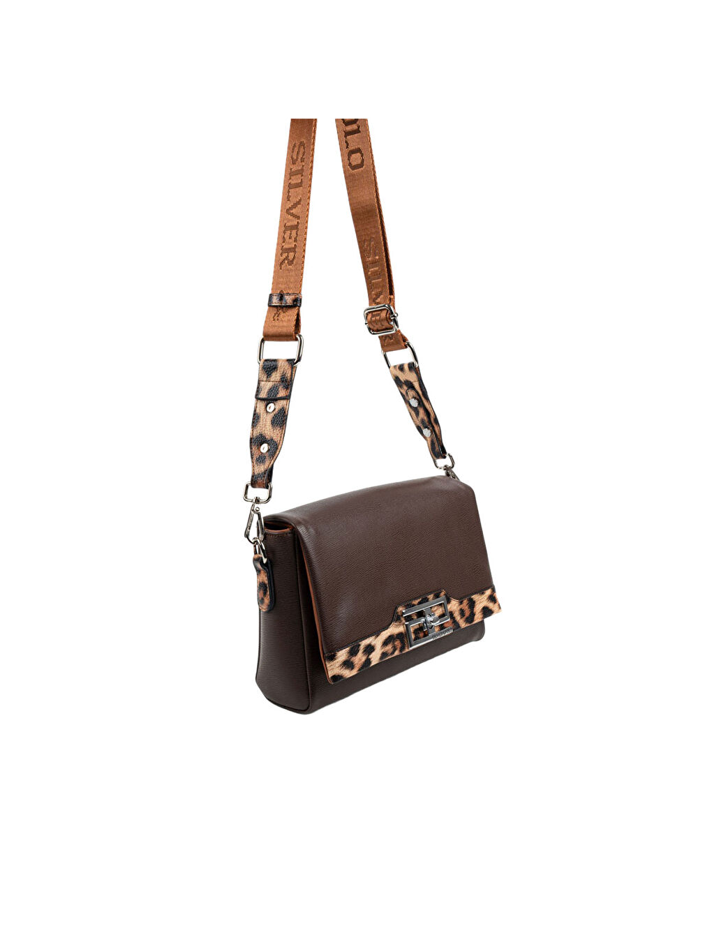 Kahverengi Kadın Çapraz Çanta 1257-48299 SILVER POLO ÇAPRAZ BAYAN ÇANTASI M105 KAHVE-MAT LEOPAR TAB-1
