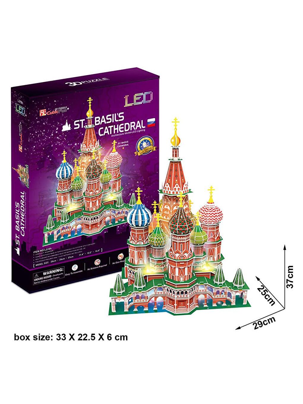 3D Puzzle 224 Parça St. Basil's Katadrali - Rusya (Led Işıklı)-1