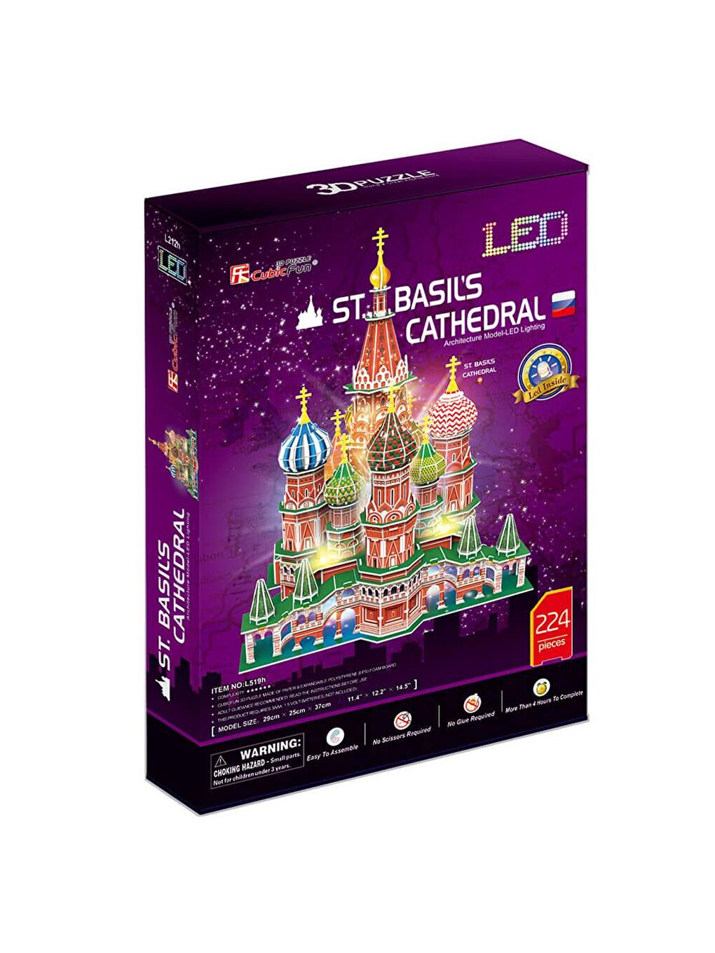 3D Puzzle 224 Parça St. Basil's Katadrali - Rusya (Led Işıklı)-2
