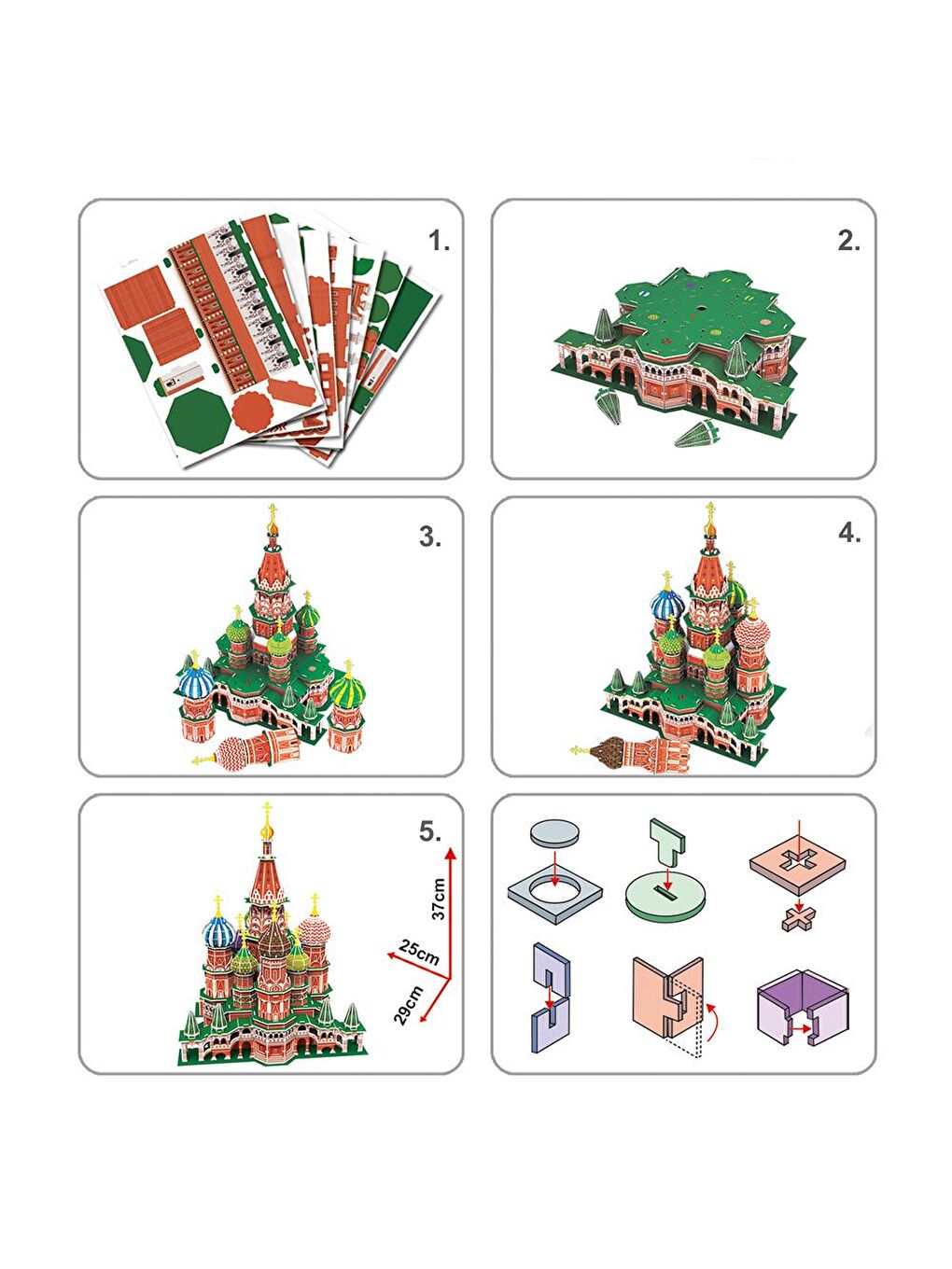 3D Puzzle 224 Parça St. Basil's Katadrali - Rusya (Led Işıklı)-3