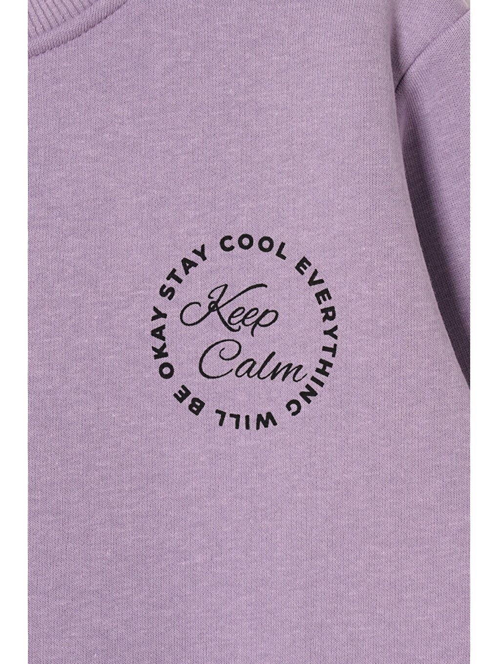 Yazı Baskılı Lila Renk Kız Çocuk  Sweat-2
