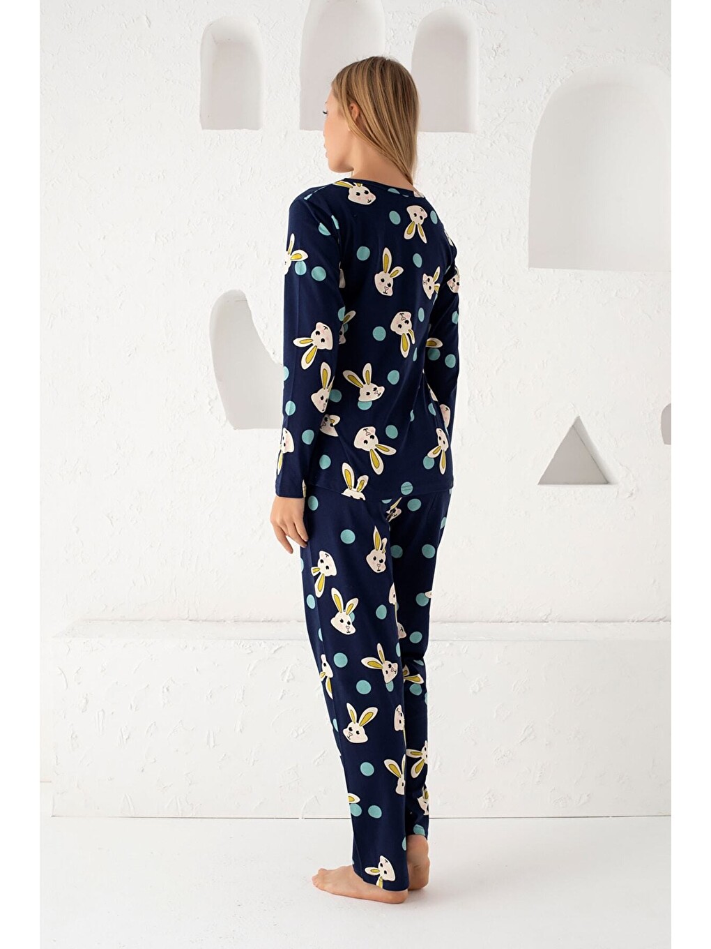 Lacivert Pamuklu Pijama Takım 7586-1