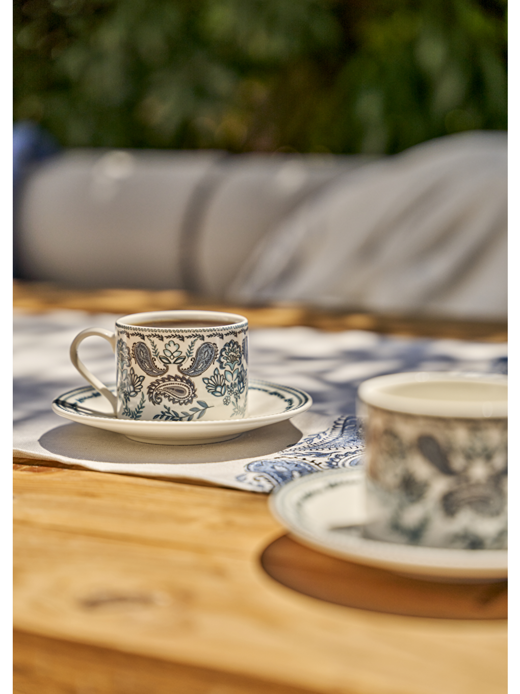 Paisley Porselen 2'li Çay Fincanı Mavi (180 cc)-5