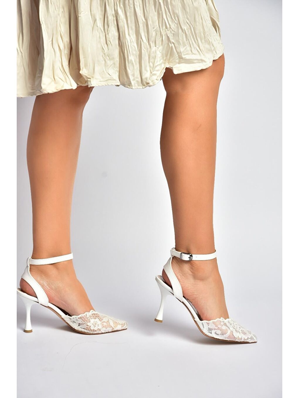 Beyaz Kadın Topuklu Ayakkabı Y752044206-3