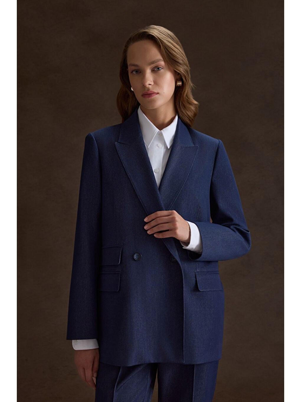 Lacivert Cep Kapak Detaylı Ceket-1