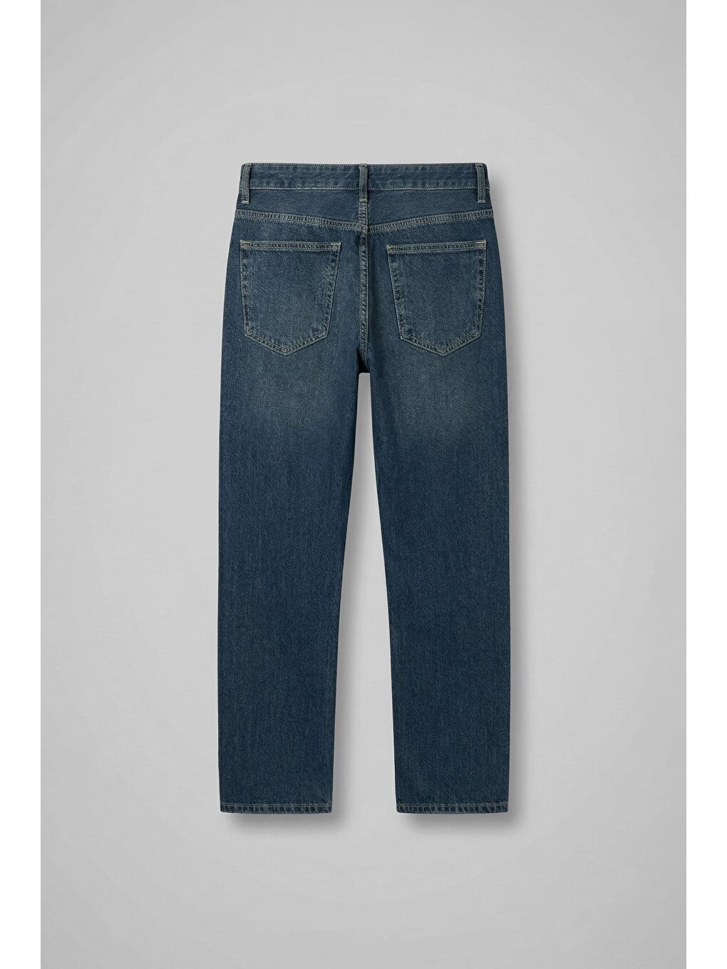 Erkek Relaxed Straight Fit Basic Jean Koyu Mavi-1