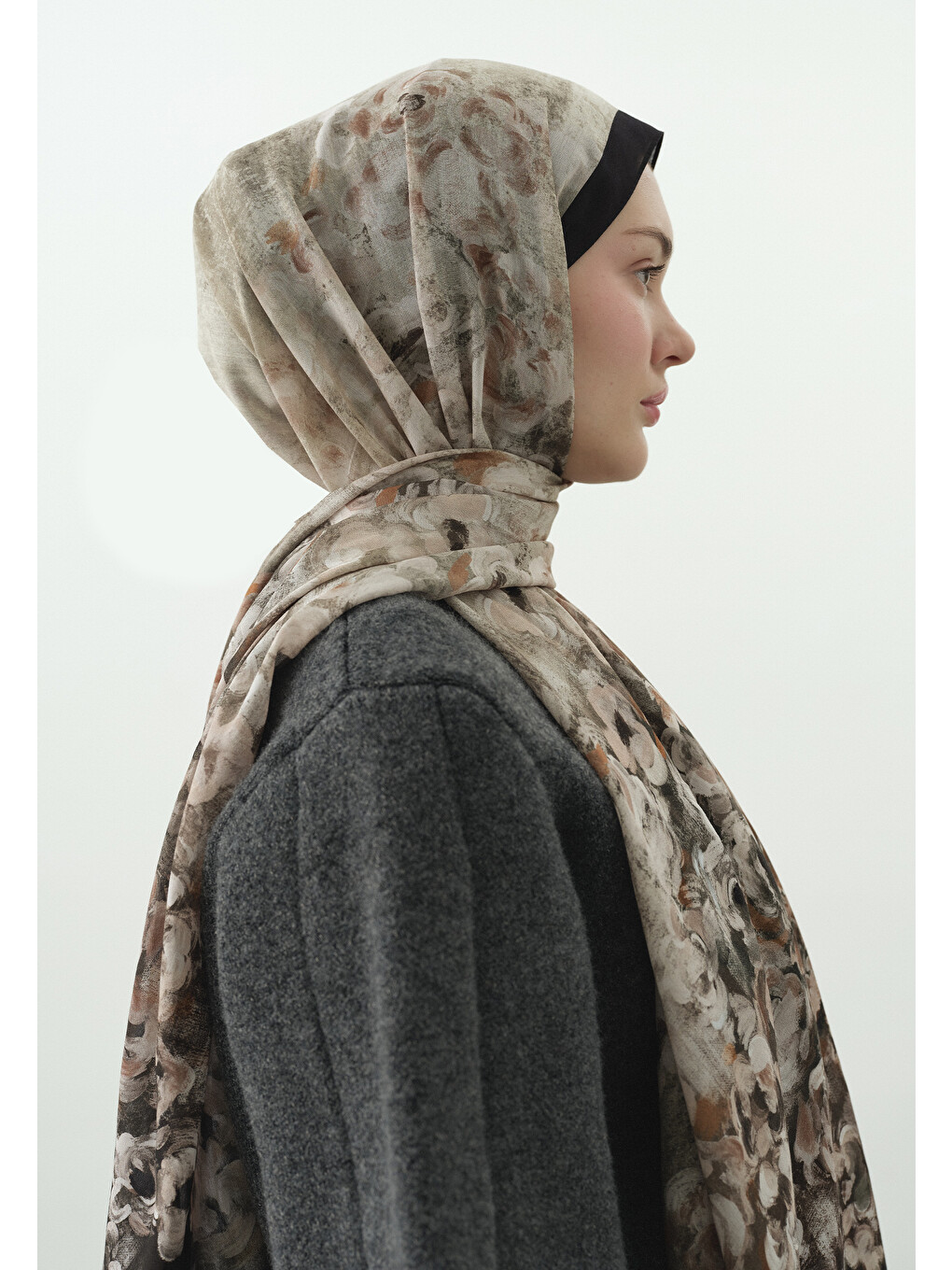 Pearlie Desenli Pamuk Viskon Şal Siyah-2