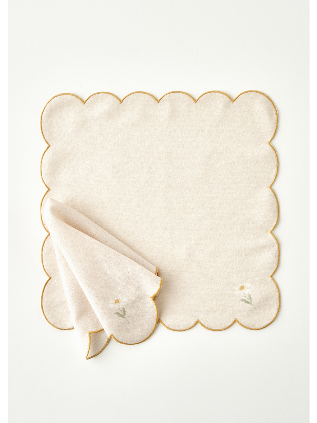 Daisy Scallop Kenar Peçete Bej (40x40 cm)-2