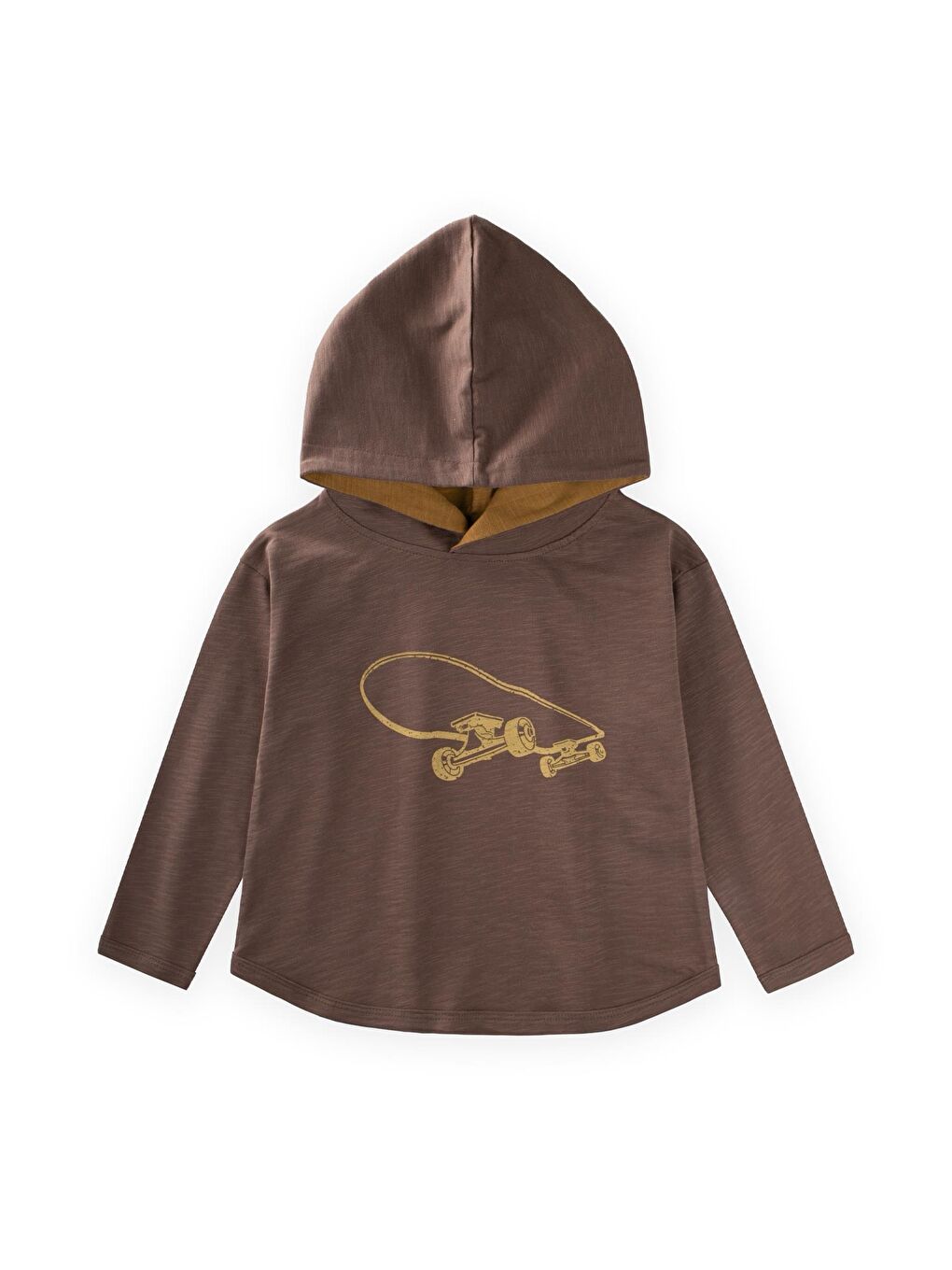 Bej Kapüşonlu Uzun Kollu T-Shırt 2-10 Yaş Vizon