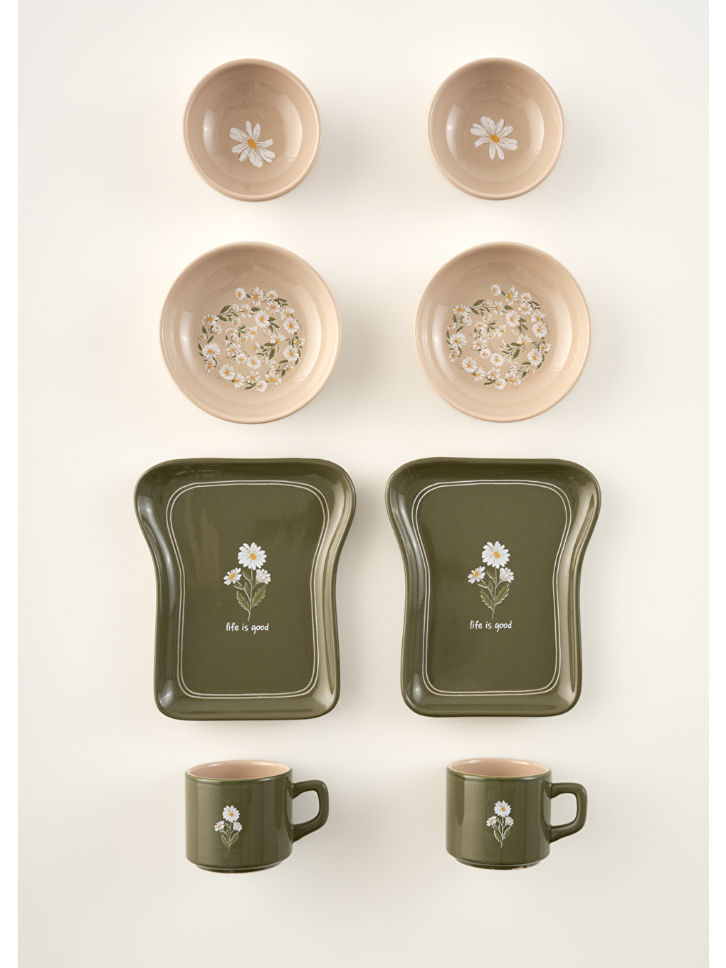 Karışık Daisy 8 Parça 2 Kişilik Tost Kahvaltı Takımı-4