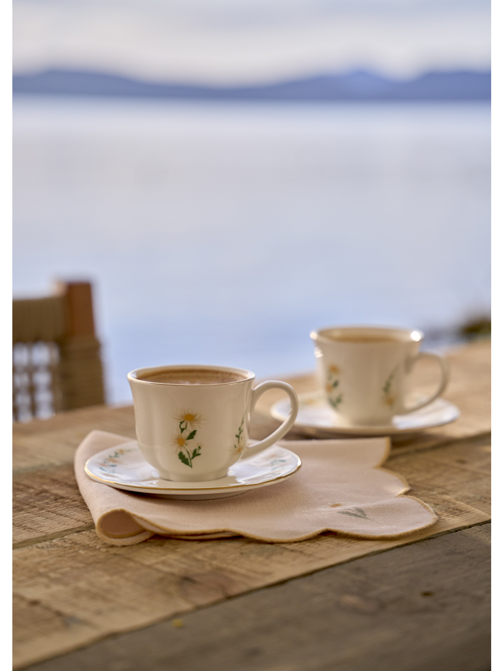 Ekru Daisy 2'li Çay Fincanı Seti Krem (200 cc)