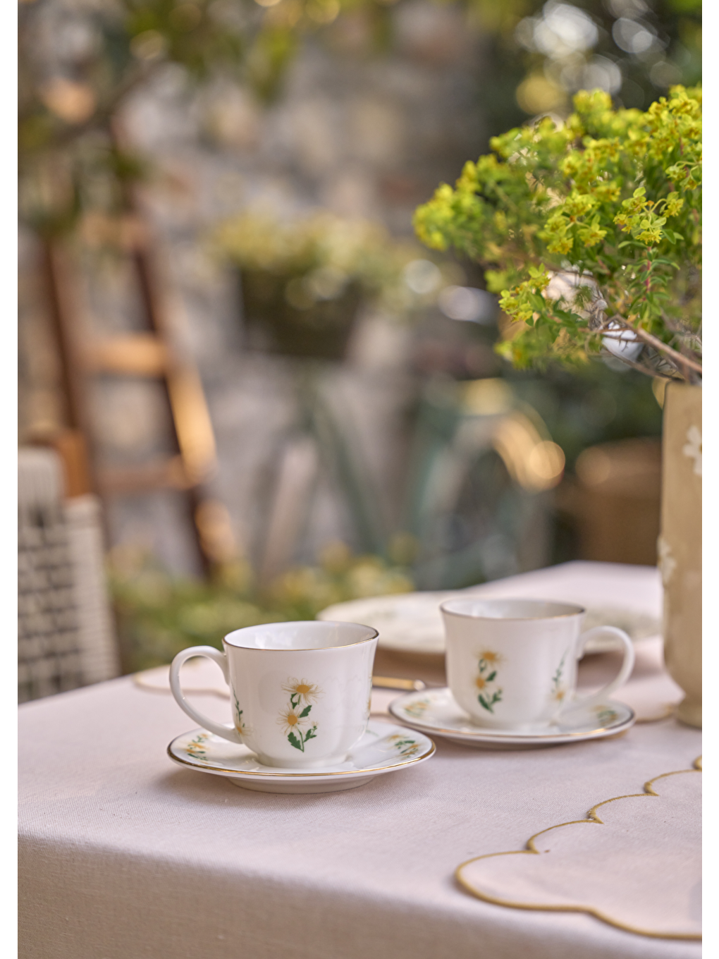 Ekru Daisy 2'li Çay Fincanı Seti Krem (200 cc)-5