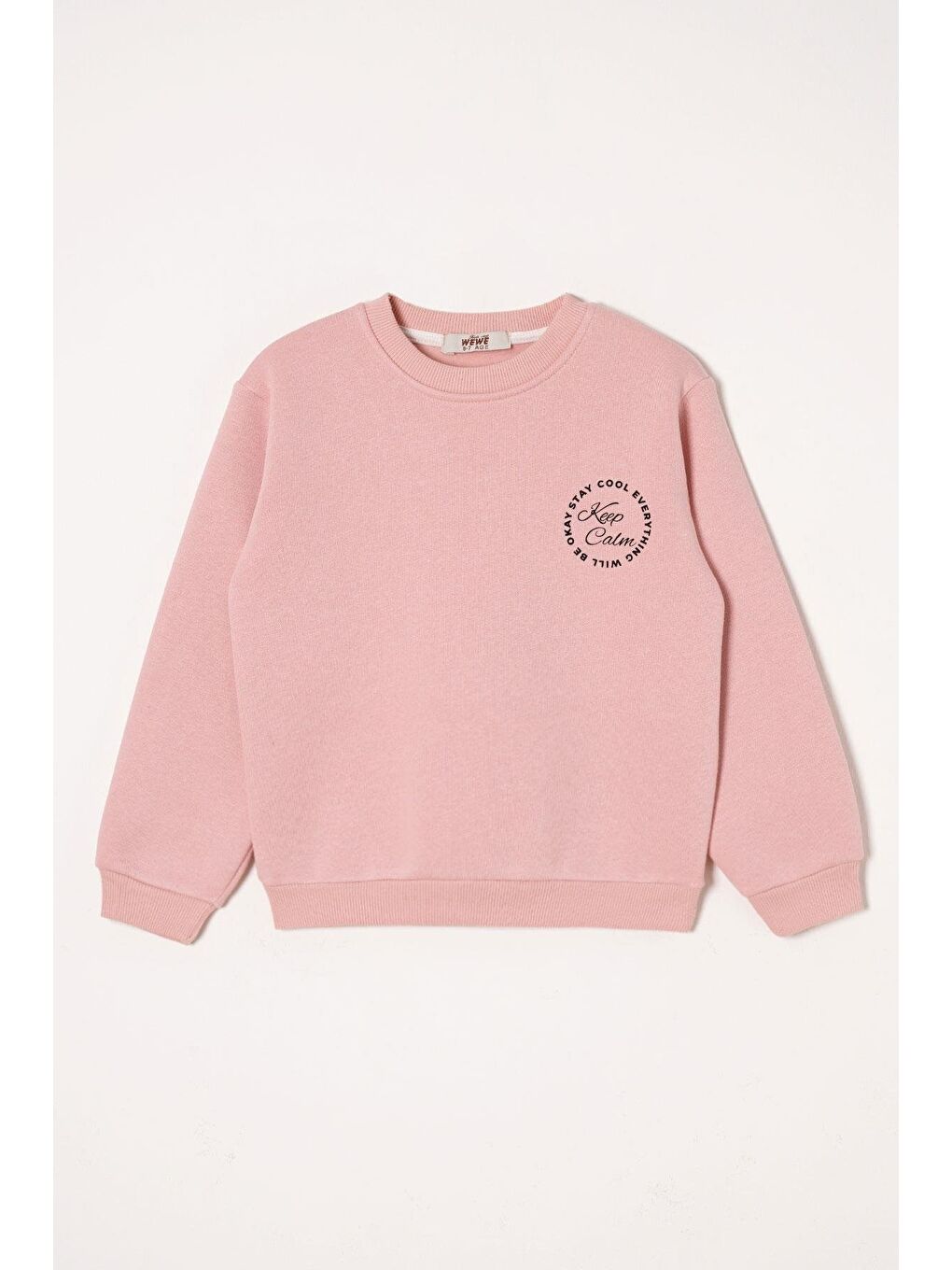 Yazı Baskılı Toz Pembe Renk Kız Çocuk Sweat