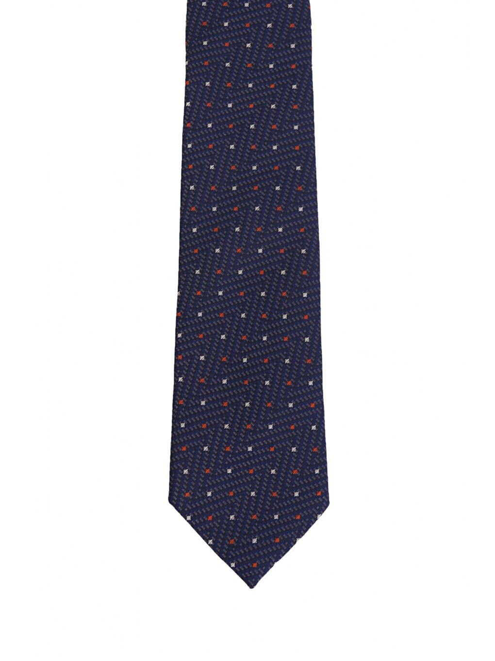 Erkek Lacivert-Kahverengi Desenli Nano Kravat-1