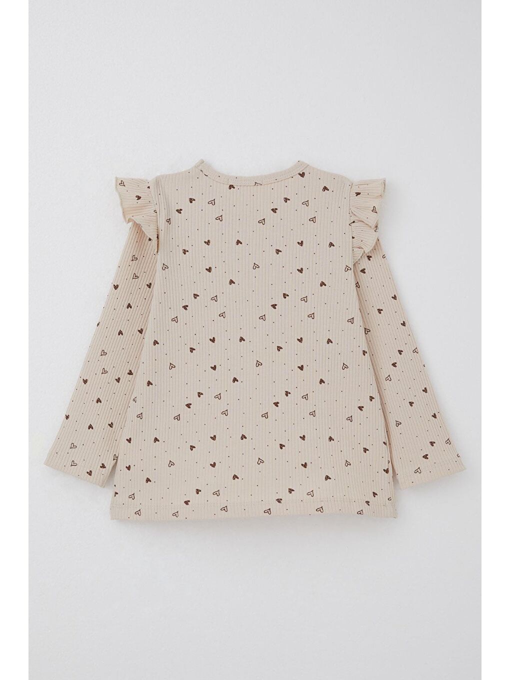 Kız Çocuk Taytlı Takım Kalp Desenli Simli Yazı Baskılı Bej (2-4 Yaş)-3