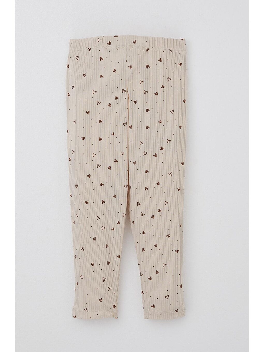 Kız Çocuk Taytlı Takım Kalp Desenli Simli Yazı Baskılı Bej (2-4 Yaş)-4