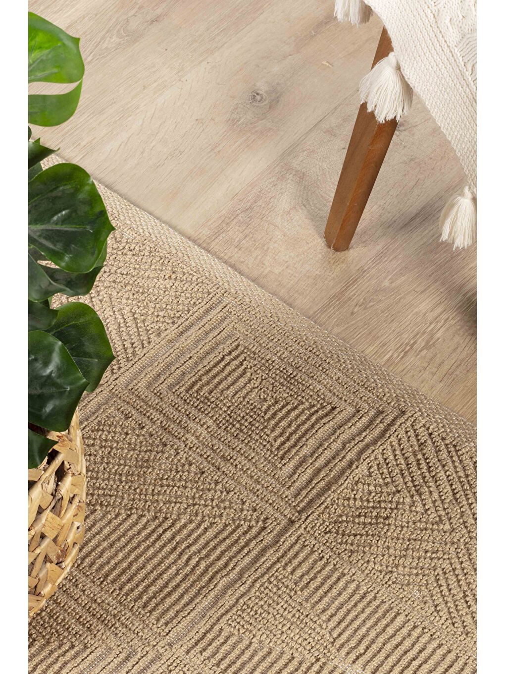 Natura 6661 %100 Doğal Jüt Kilim Bej Renkli Yumuşak Dokulu Kilim Modern Dokuma Kilim-100x200
