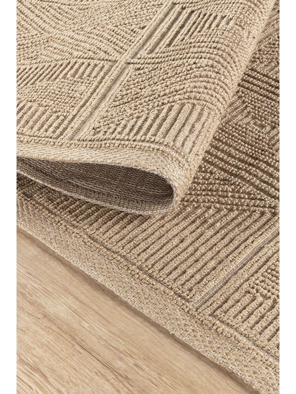 Natura 6661 %100 Doğal Jüt Kilim Bej Renkli Yumuşak Dokulu Kilim Modern Dokuma Kilim-60x100-3