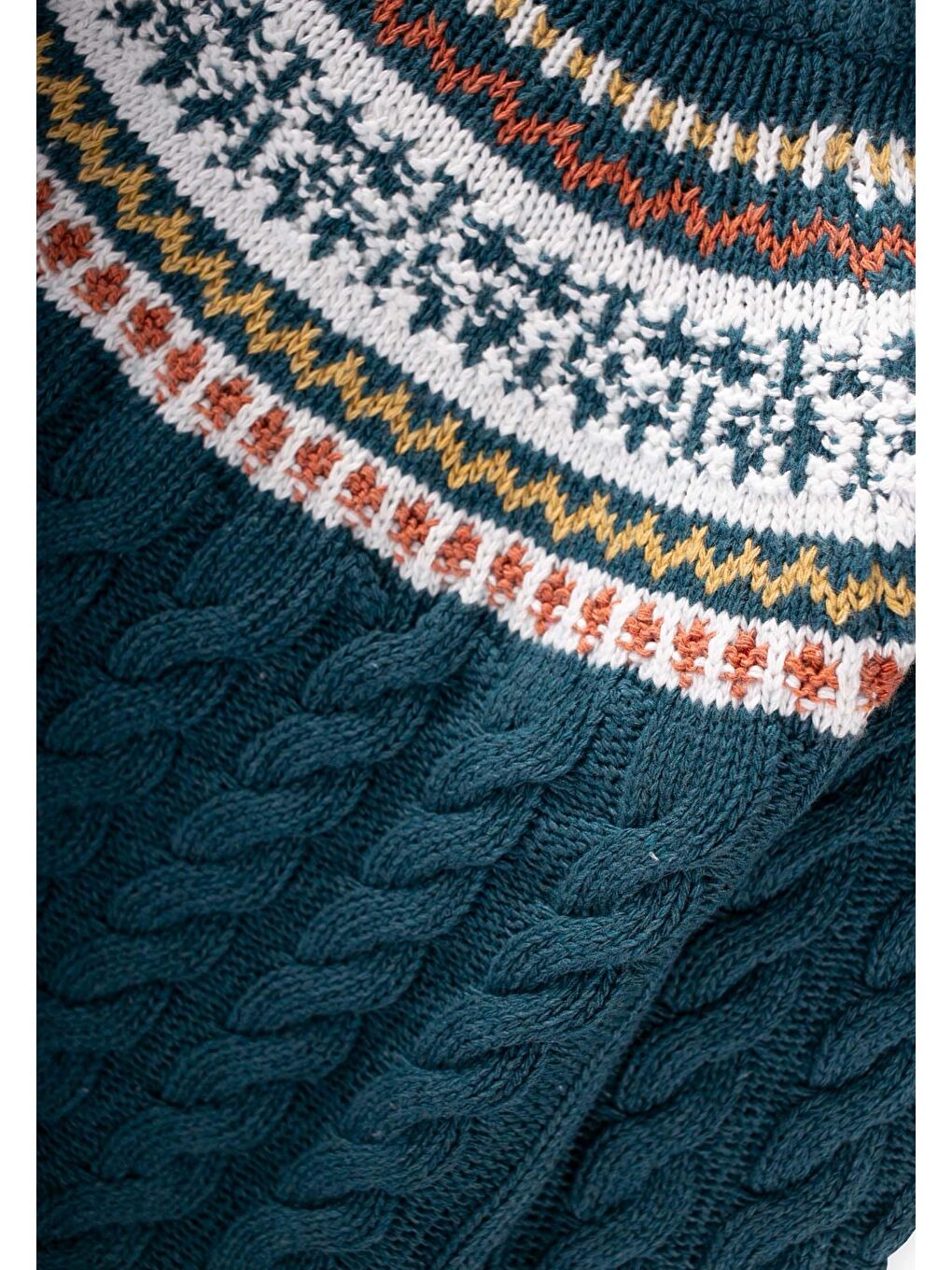 Desenli Triko Kazak 2-8 Yaş Petrol-2