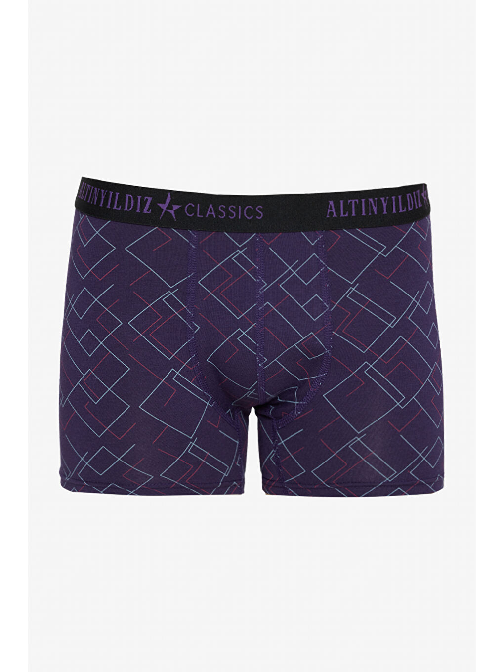 Erkek Siyah-Lacivert Standart Fit Modal Pamuk Desenli Esnek 3'lü Boxer Paketi-3