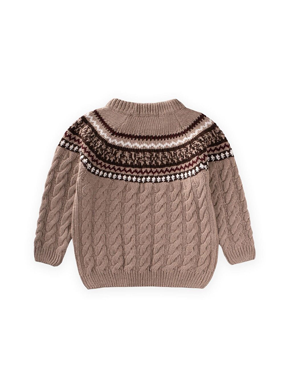 Desenli Triko Kazak 2-8 Yaş Bej-1