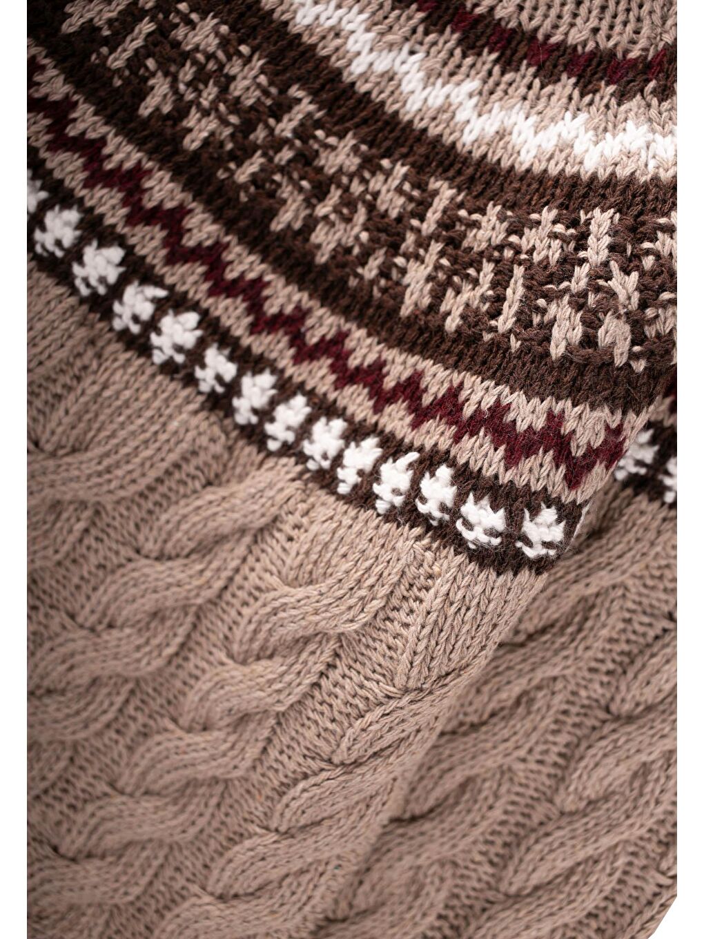 Desenli Triko Kazak 2-8 Yaş Bej-2