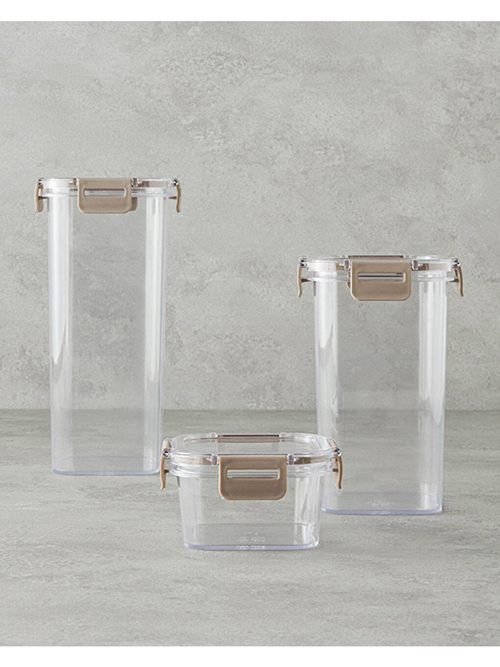 Super Lock Plastik 3'lü Erzak Kabı Bej