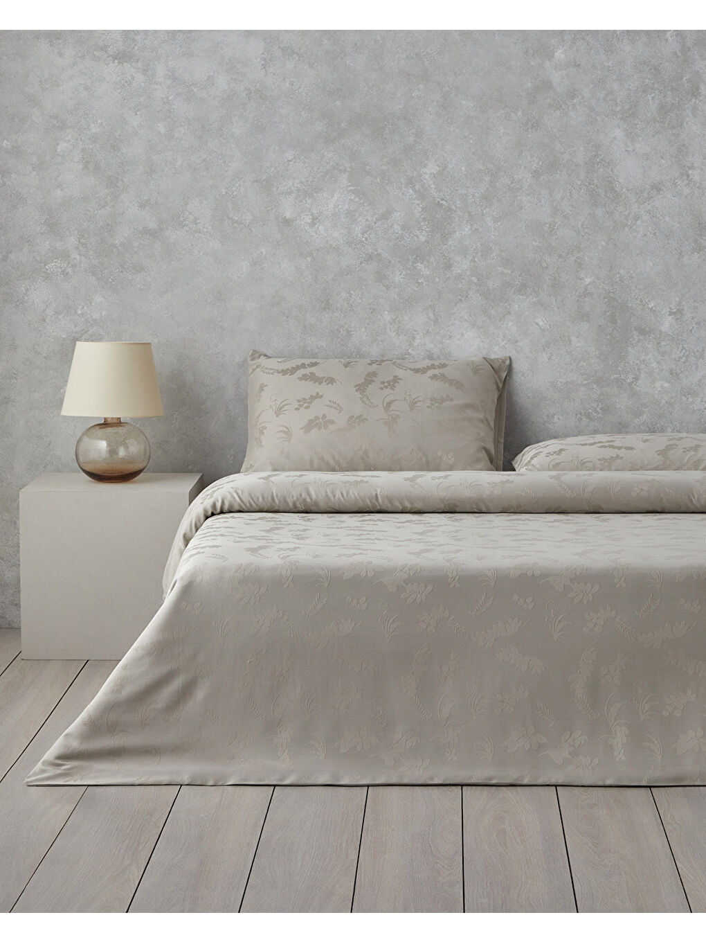 Glare Jakarlı King Size Nevresim Takımı 240x220 cm Bej