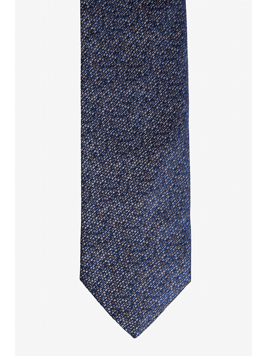 Erkek Lacivert-Bej Desenli İpek Kravat-1